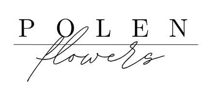 Logo for 'POLEN flowers' with a clean and elegant design on a white background.